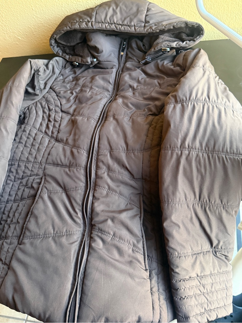 St. John's Bay Hooded Quilted Puffer Jacket - Brown
